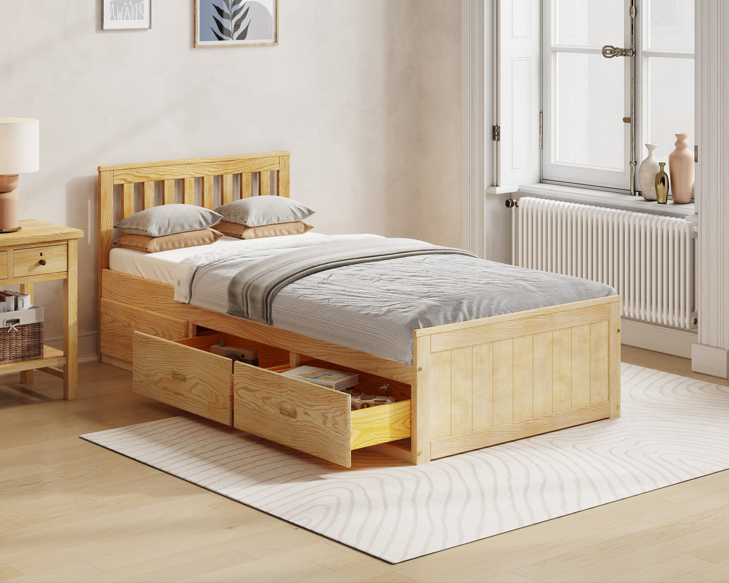 Elwood Solid Pine Single Storage Bed